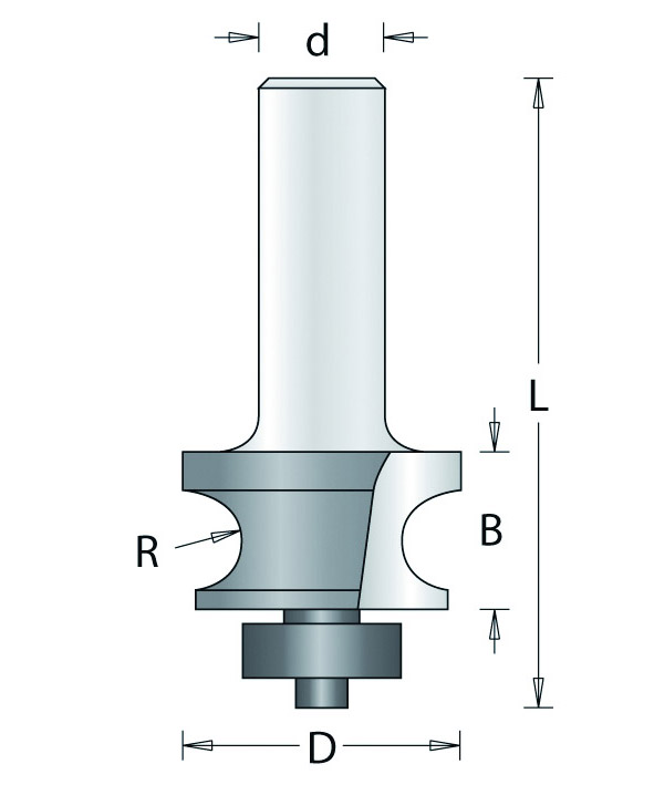 160-6 HM Kraalprofielfrees met Onderlager 22,2mm d=6